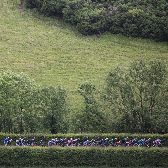 British National Road Championships 2022 - Men’s Road Race - Race from a distance framed by hedges