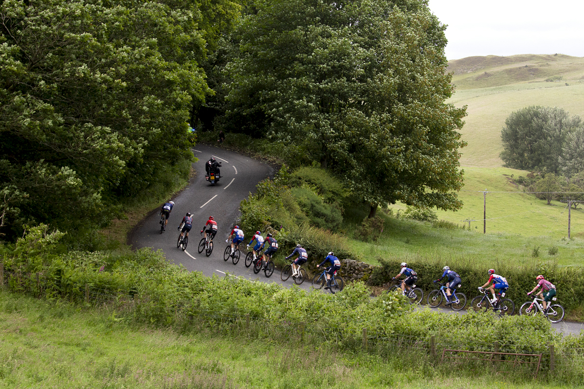 British National Road Championships 2022 - Men’s Road Race - Riders prepare to ascend the hill