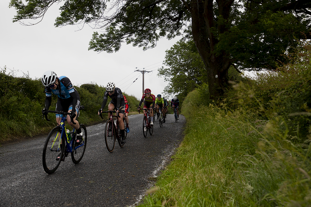 British National Road Championships 2022 - Women’s Road Race -  A group of riders crests the hill