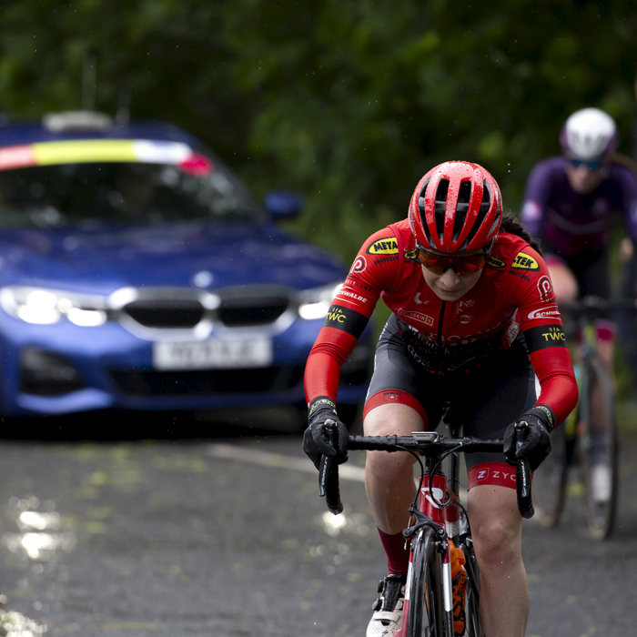 British National Road Championships 2022 - Women’s Road Race -  Amy Gornall riding for Pro-Noctis–Rotor–Redchilli Bikes presented by Heidi Kjeldsen struggles up the hill