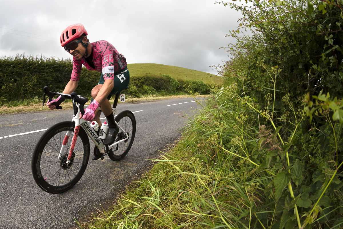 British National Road Championships 2022 - Men’s Road Race -  Owain Doull of EF Education–EasyPost grits his teeth in pain