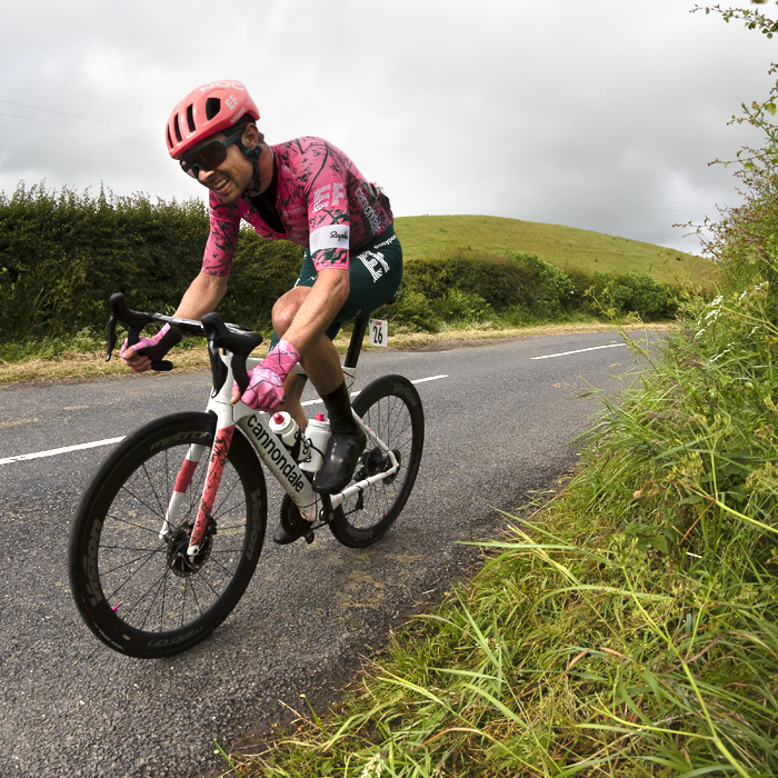 British National Road Championships 2022 - Men’s Road Race -  Owain Doull of EF Education–EasyPost grits his teeth in pain