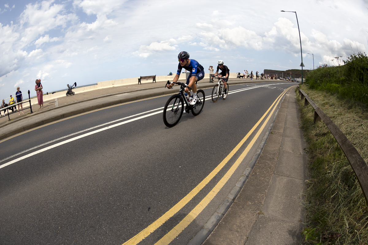 British National Road Championships 2023 - Men’s Road Race - Josh Golliker of Equipe continentale Groupama-FDJ races down the sea front