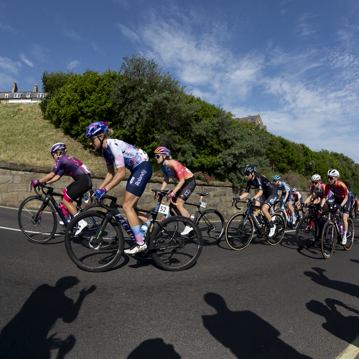 British National Road Championships 2023 -  Women’s Road Race - The peloton take on the hill climb at Saltburn-by-the-Sea