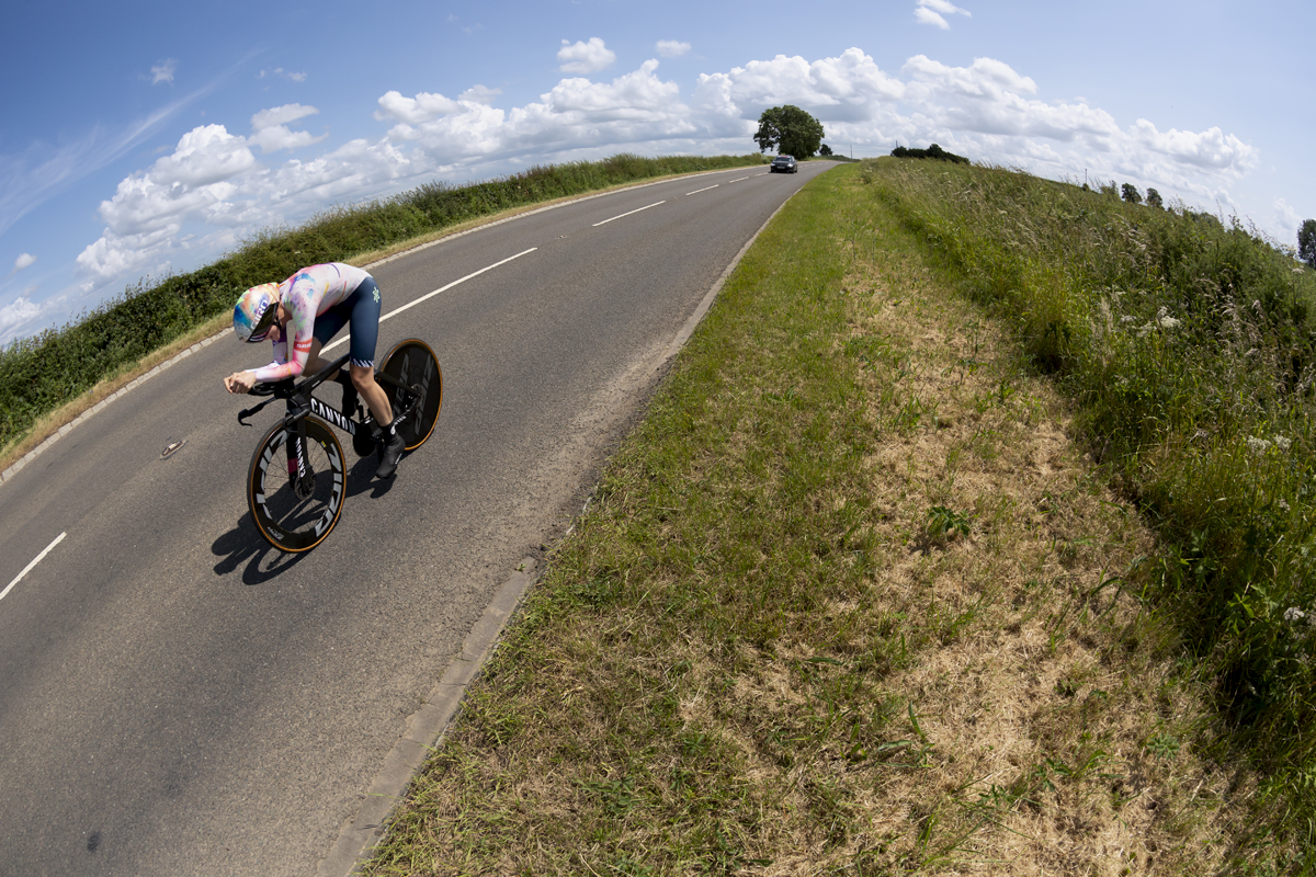 British National Road Championships 2023 - Women’s Time Trial - Canyon//SRAM Racing’s Alex Morrice rides on the open Yorkshire road