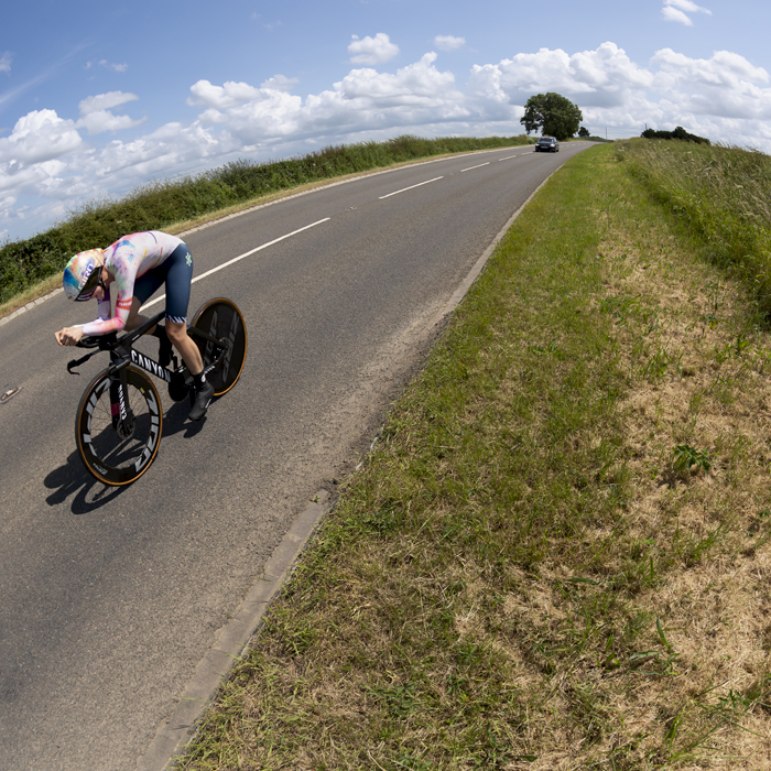 British National Road Championships 2023 - Women’s Time Trial - Canyon//SRAM Racing’s Alex Morrice rides on the open Yorkshire road