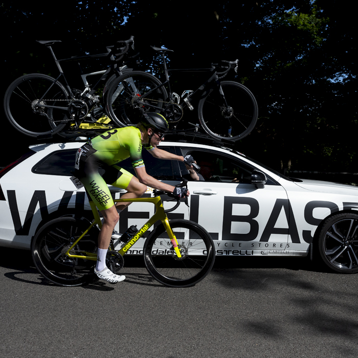 British National Road Championships 2024 - Men’s Road Race - Tom Martin takes a bottle from his team car