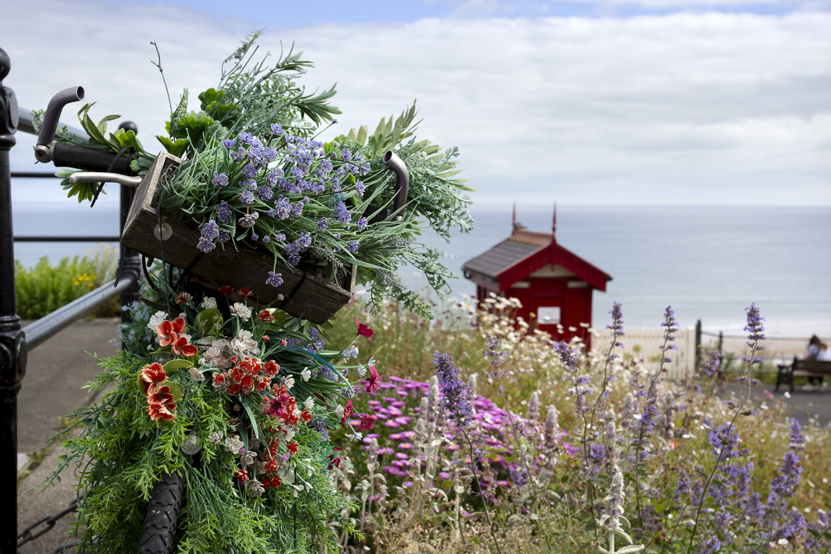 British National Road Championships 2024 - Women’s Road Race - A floral display with a cycling theme at Saltburn