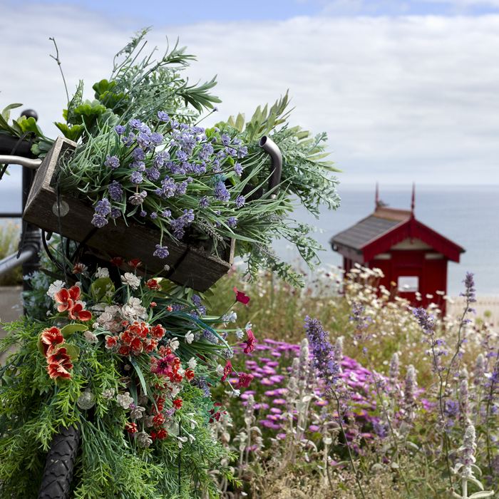 British National Road Championships 2024 - Women’s Road Race - A floral display with a cycling theme at Saltburn