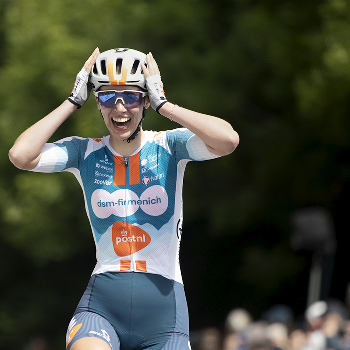 British National Road Championships 2024 - Women’s Road Race - Pfeiffer Georgi holds her hands to her head in disbelief as she crosses the line in first place retaining her national title