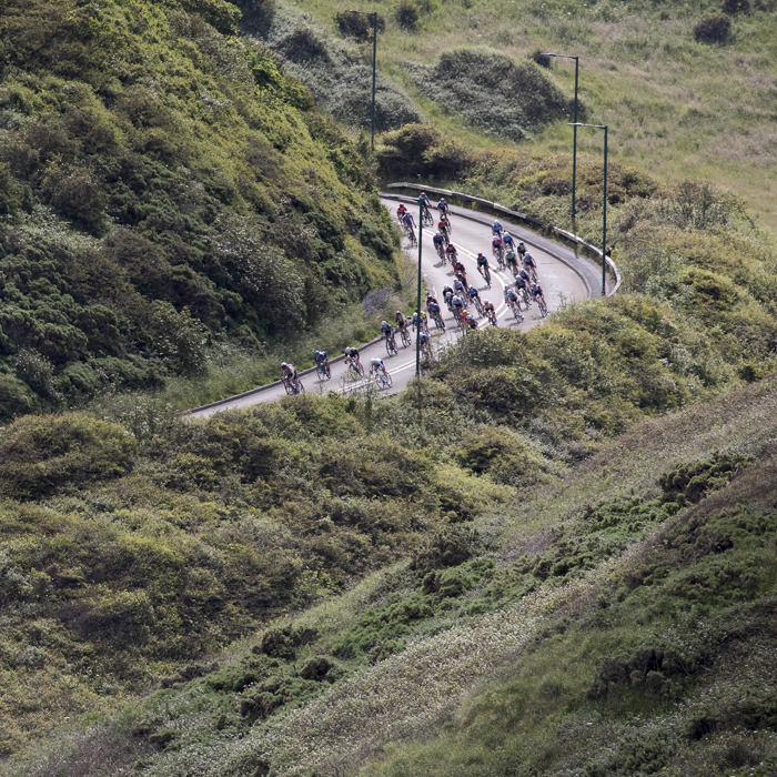 British National Road Championships 2024 - Women’s Road Race - The peloton descends into Saltburn