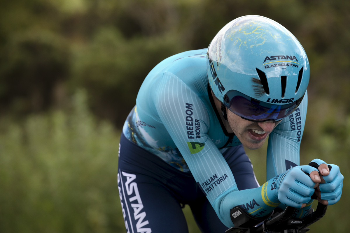 British National Road Championships 2024 -  Men’s Time Trial - Max Walker grimaces as he takes part in the time trial