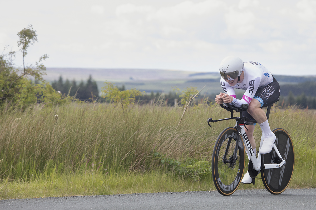 British National Road Championships 2024 - Men’s U23 Time Trial - Ben Wiggins passes through the countryside