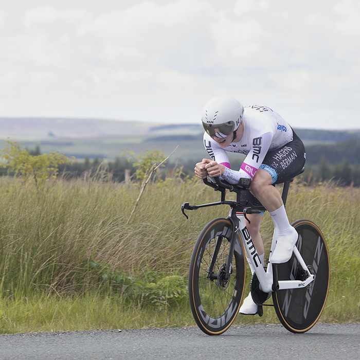 British National Road Championships 2024 - Men’s U23 Time Trial - Ben Wiggins passes through the countryside