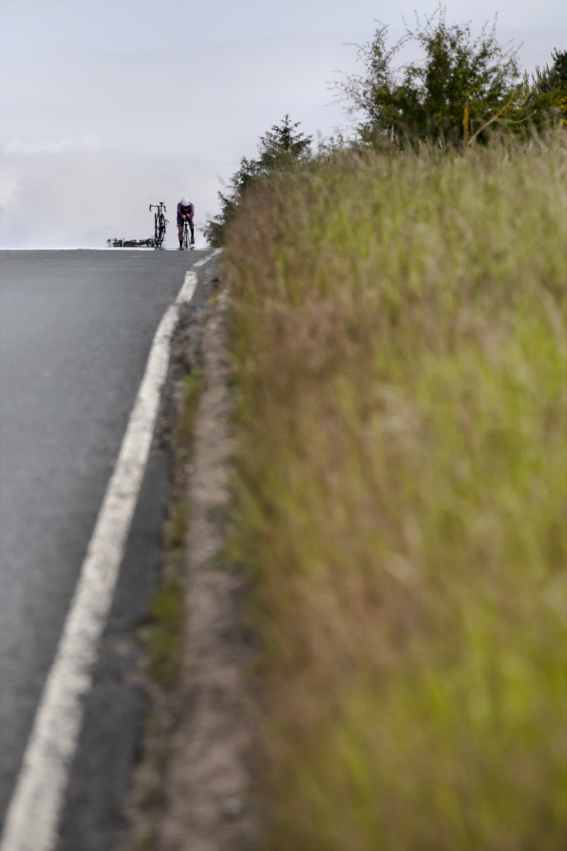 British National Road Championships 2024 -  Women’s Time Trial - A Loughborough Lightning rider begins the descent of Hagworm Hill