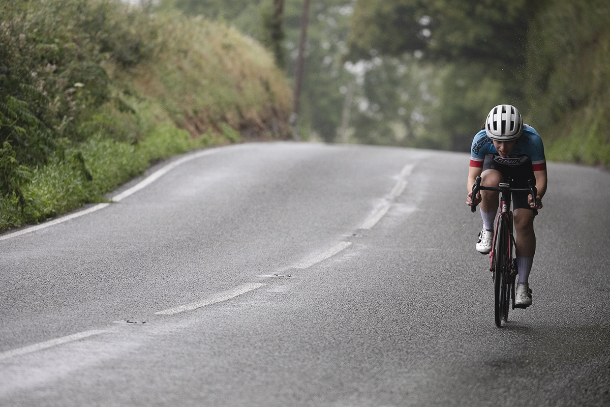British National Road Championships 2025 - Road Race - Women - Lucy Morley of Velotik Racing Team on a Welsh country road