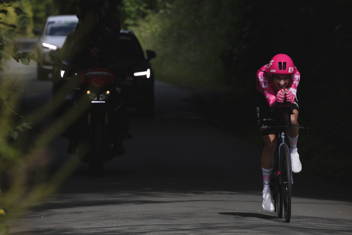 British National Road Championships 2025 - Time Trial - Elite Men - Max Walker of EF Education - EasyPost in a tuck position
