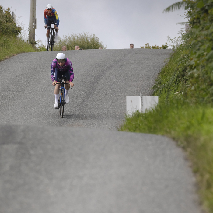 British National Road Championships 2025 - Time Trial - U23 Men - Ben Wiggins & Seb Grindley within seconds of each other as they begin a descent