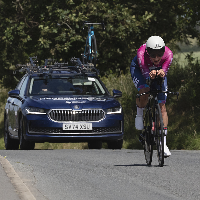 British National Road Championships 2025 - Time Trial - U23 Women - Madelaine Leech of Handsling Alba Development Road Team completes the steep climb