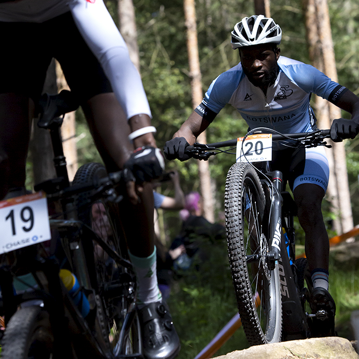 Birmingham 2022 - XXII Commonwealth Games - Mountain Bike - Men - Gontse Lethokwe of Botswana rides over rocks