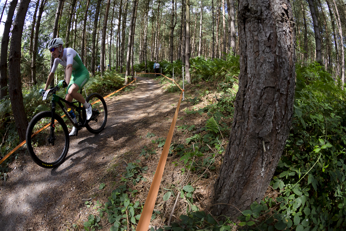 Birmingham 2022 - XXII Commonwealth Games - Mountain Bike - Men - James Roe of Guernsey races through the woods