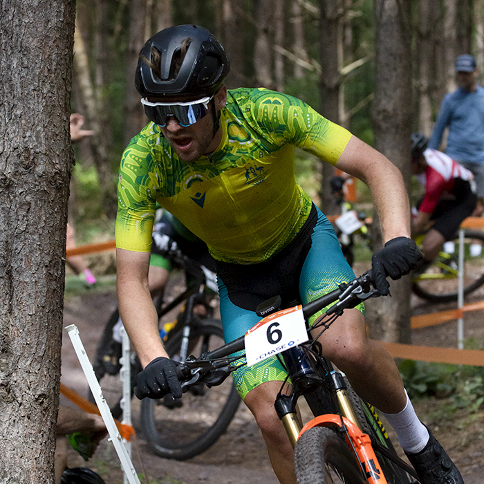 Birmingham 2022 - XXII Commonwealth Games - Mountain Bike - Men - Australia’s Sam Fox rounds a corner on the course