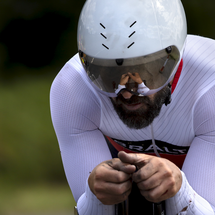 Birmingham 2022 - XXII Commonwealth Games - Men’s Time Trial - Close up of Derek Barbara of Gibraltar 