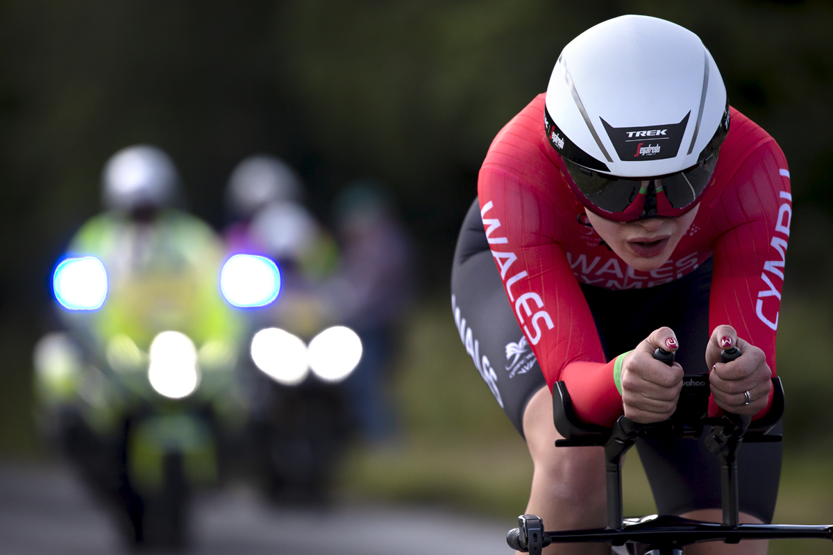 Birmingham 2022 - XXII Commonwealth Games - Women’s Time Trial - Close up of Elynor Bäckstedt of Wales