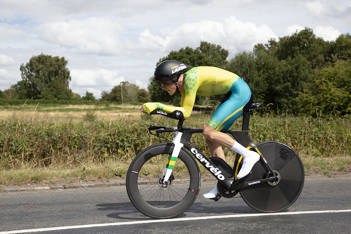 Birmingham 2022 - XXII Commonwealth Games - Men’s Time Trial - Australia’s Rohan Dennis in an aero tuck