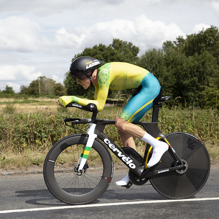 Birmingham 2022 - XXII Commonwealth Games - Men’s Time Trial - Australia’s Rohan Dennis in an aero tuck