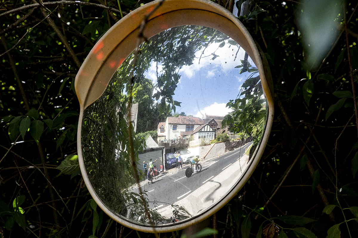 Birmingham 2022 - XXII Commonwealth Games - Women’s Time Trial - Sarah Roy of Australia reflected in a mirror