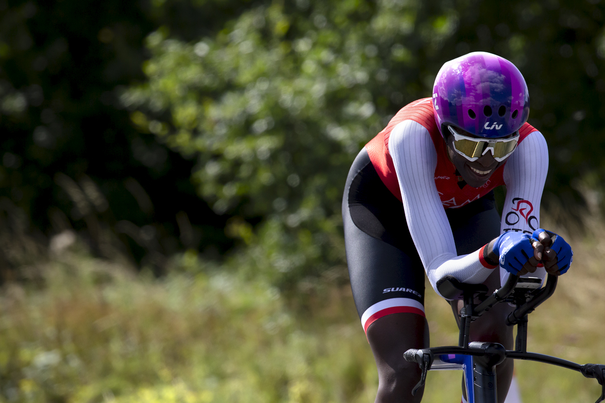 Birmingham 2022 - XXII Commonwealth Games - Women’s Time Trial - Teniel Campbell from Trinidad and Tobago taking part in the event