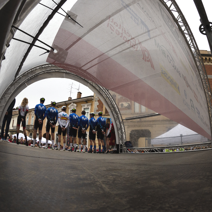 Coppa Bernocchi 2024 - Movistar Team being presented to the crowd before the start of the race