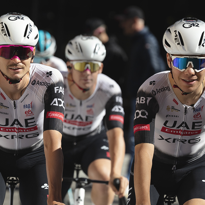 Coppa Bernocchi 2025 - Riders from UAE Team Emirates - XRG make their way to the race start