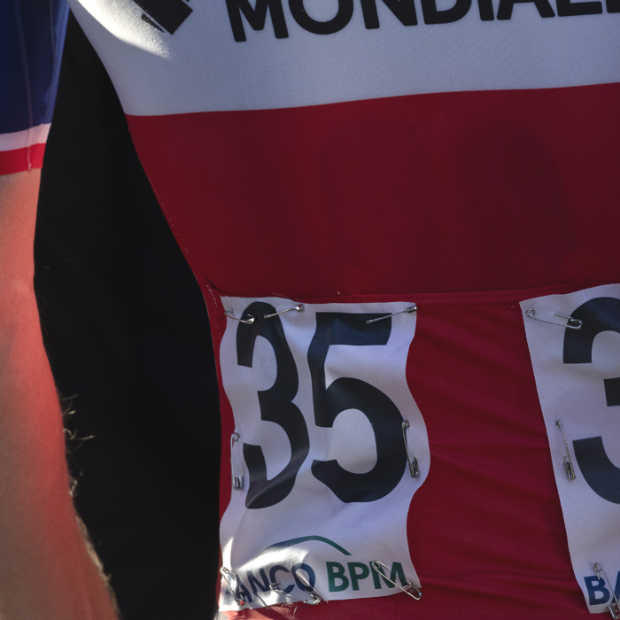 Coppa Bernocchi 2025 - A close up of the number of the back of Dorian Godon’s French Champion’s jersey