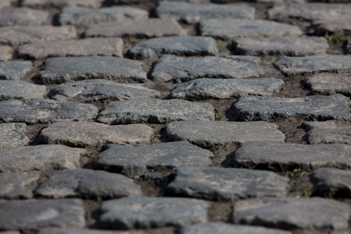 E3 Saxo Classic 2023 - Close up of the cobbles on Mariaborrestraat