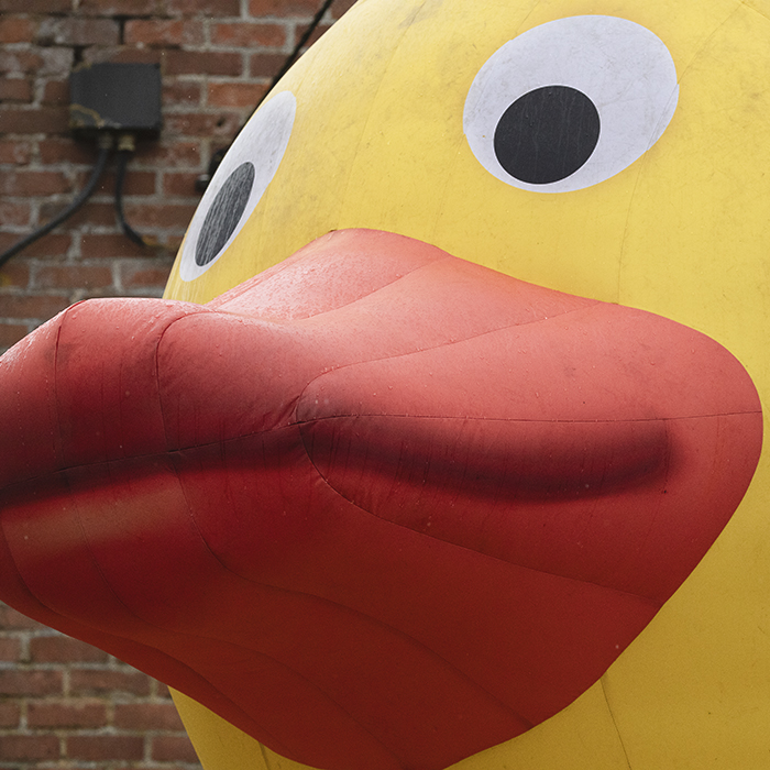 E3 Saxo Classic 2025 - A close up of a giant inflatable duck’s face