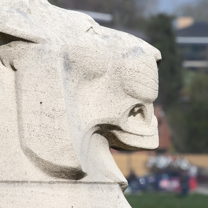 Gent - Wevelgem 2022 - A stone lion’s head on the Memorial to the Missing