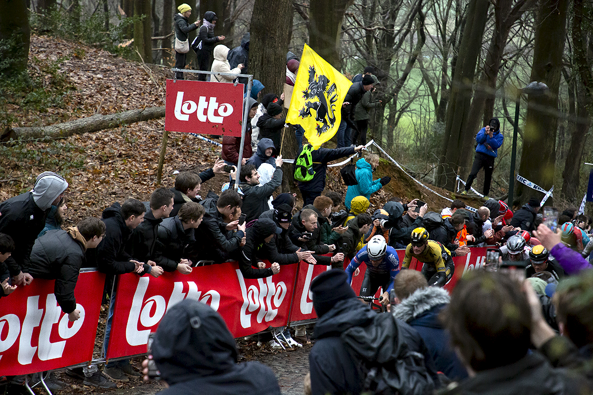 Gent - Wevelgem 2023 - Fans on the Kemmelberg are exuberant in their support of the riders