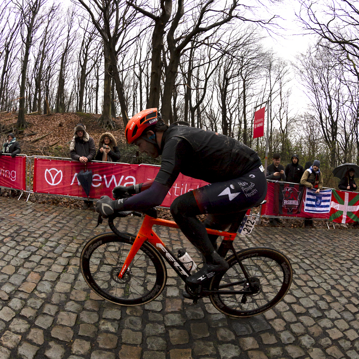 Gent - Wevelgem 2023 - Human Powered Health rider Adam de Vos climbs the Kemmelberg