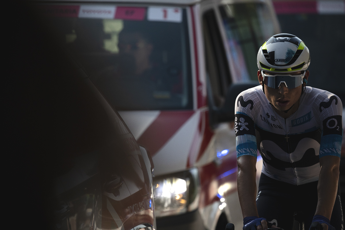 Gran Piemonte 2025 - Carlos Canal finishes the race in the convoy of race vehicles in Acqui Terme