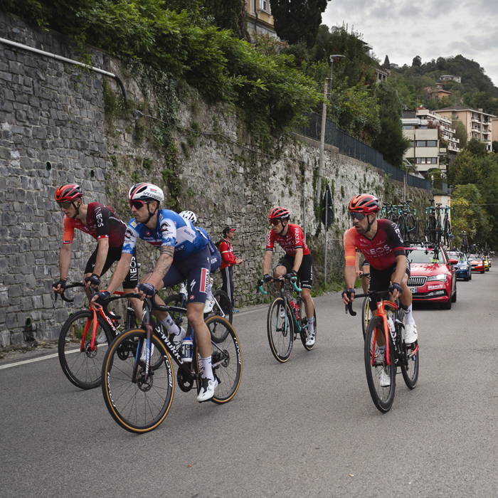 Il Lombardia 2024 - A group of riders tackle the final climb of the race in Como
