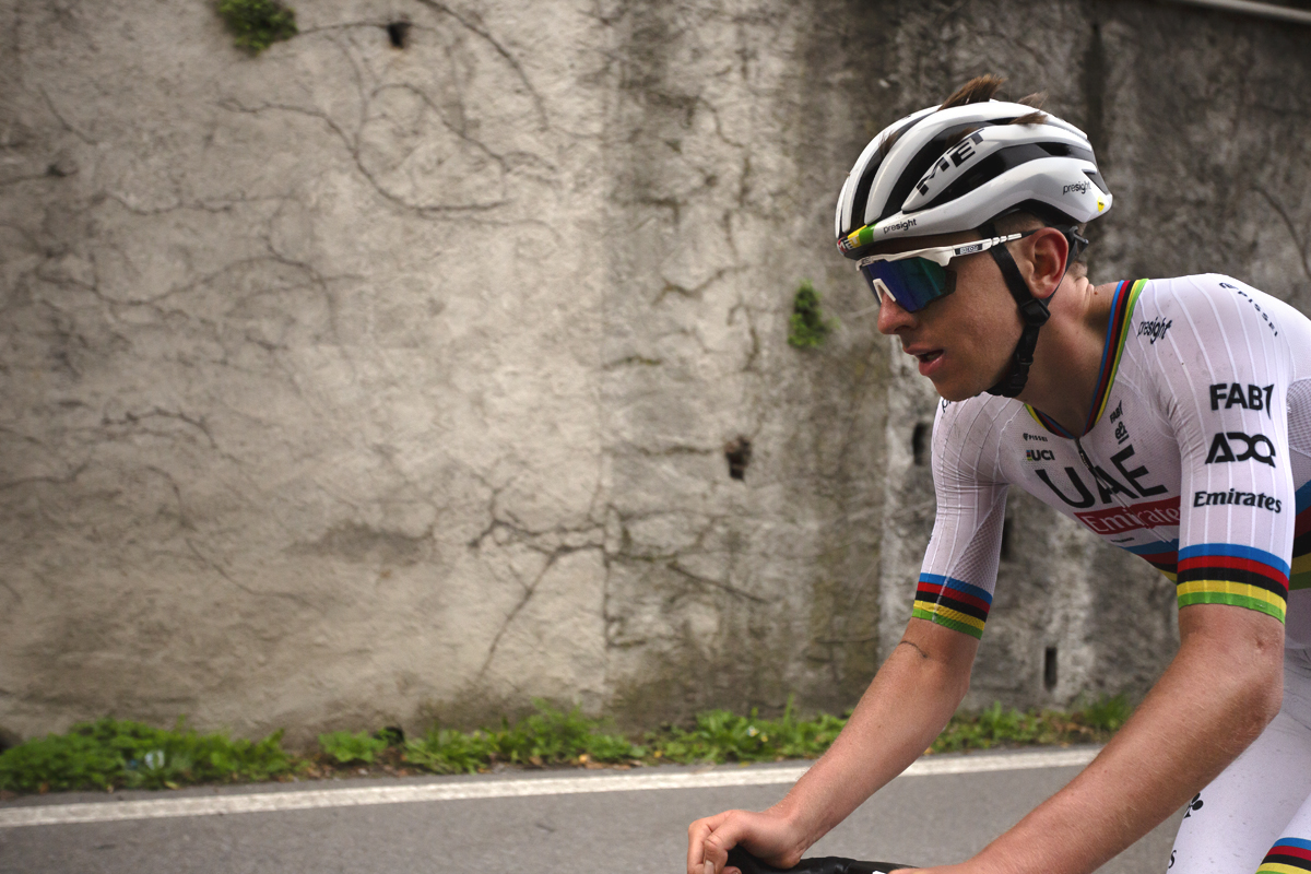 Il Lombardia 2024 - Tadej Pogačar wearing his newly won World Champion’s jersey in Como