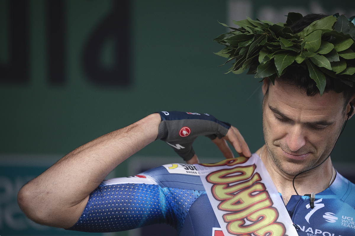 Il Lombardia 2025 - Pieter Serry in a sash and laurel crown to mark the end of his racing career