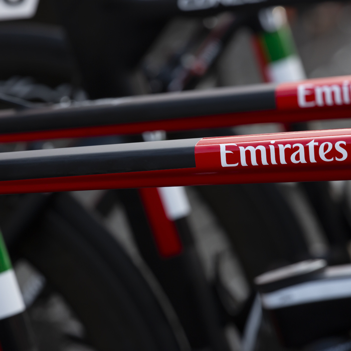 Kuurne Brussel Kuurne 2020 - Close up of a cross bar on a UAE Team Emirates bike