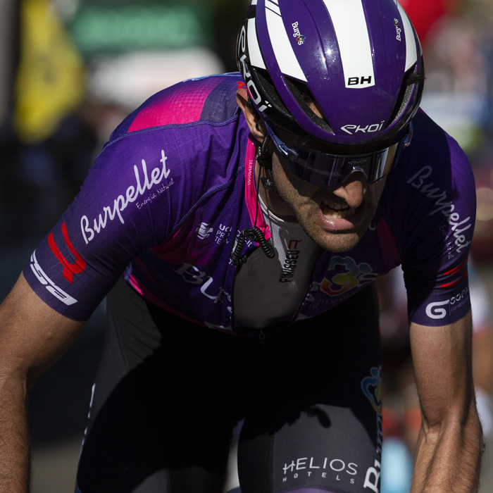 La Flèche Wallonne 2023 - Burgos-BH’s Ander Okamika grimaces with effort as he climbs the Mur de Huy