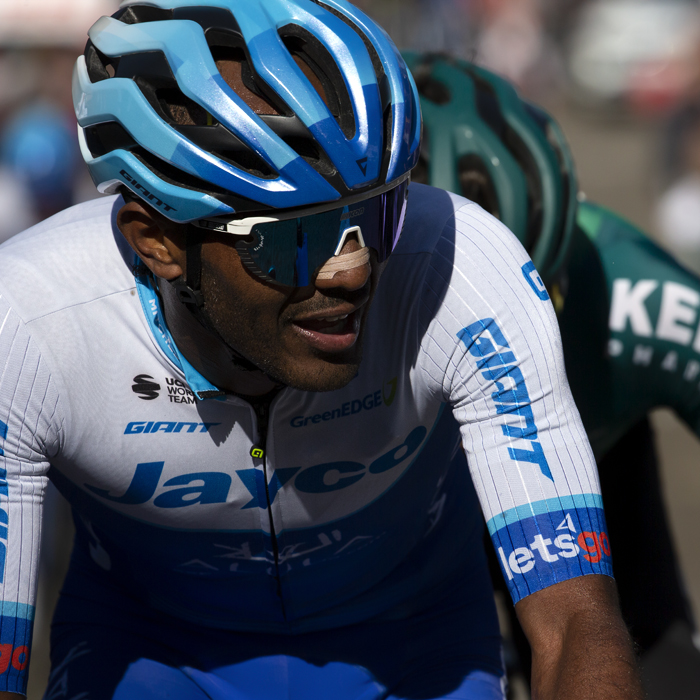 La Flèche Wallonne 2023 - Tsgabu Grmay of Team Jayco AlUla climbs the Mur de Huy