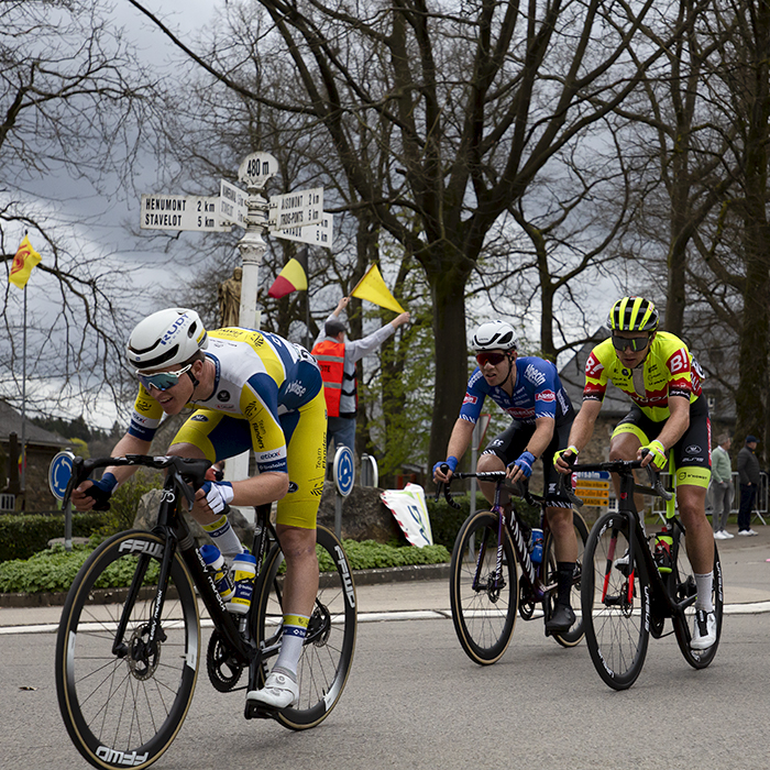 Liège-Bastogne-Liège 2023 - Jenno Berckmoes of Team Flanders - Baloise races through Wanne