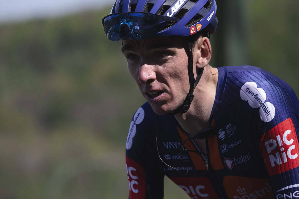 Liege Bastogne Liege 2025 - A close up of Romain Bardet on the climb of Côte des Forges