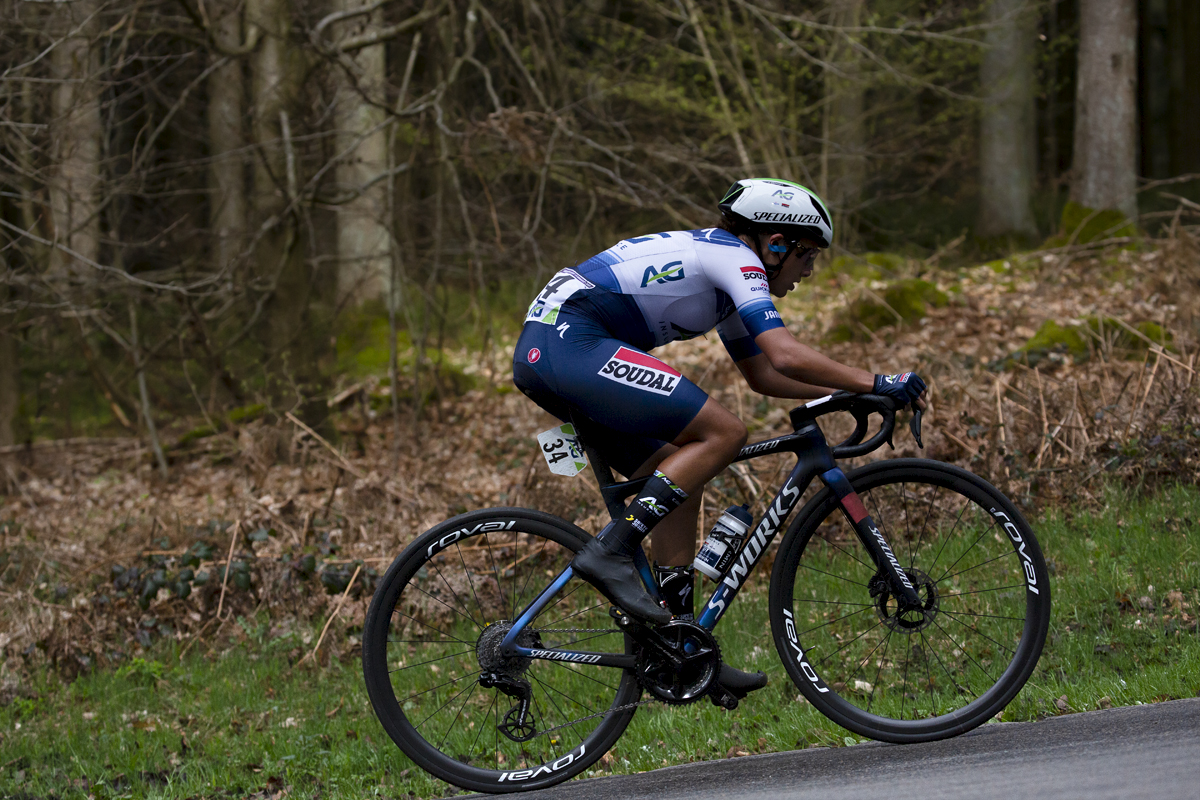 Liège-Bastogne-Liège Femmes 2023 - Anya Louw of AG Insurance - Soudal Quick-Step ascends the the Côte de Wanne